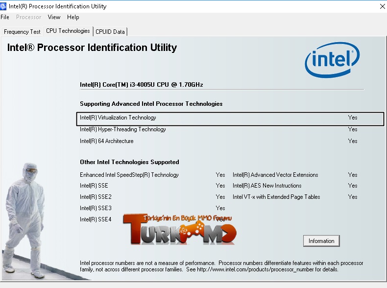 Intel processor identification utility