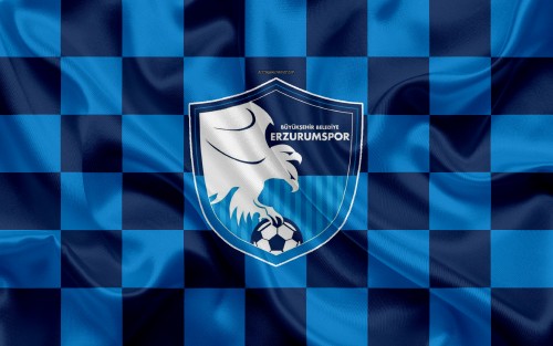 buyuksehir belediye erzurumspor 4k logo creative art blue black checkered flag