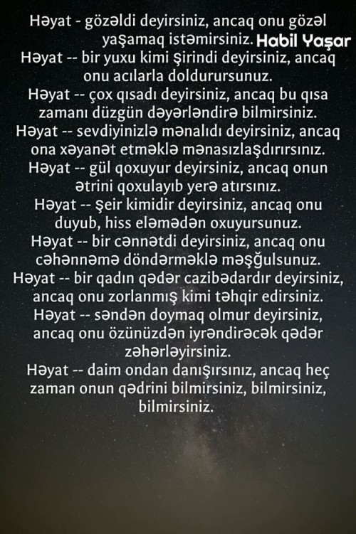 Habil Yaşar Həyati Sözlər
