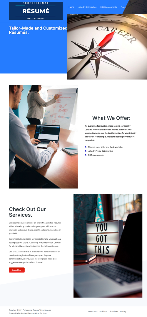 We are one of the best Professional resume writers. We provide best resume packages and CV writing services ate affordable rates. We pride ourselves on our efficient procedures and solutions.

Read more:- https://www.professionalresumewriterservices.com/

We guarantee fast custom-made resume services by Certified Professional Résumé Writers. We boast your accomplishments, use the best formatting for your industry and ensure formatting is ATS compatible.
 
#Professionalresumewriterservices #Resumewritingservices #Custommaderesume #Professionalresumewriters. #Bestresumepackages #Discassessments #CVwritingservice #Professionalcvwritingservice #RésuméandLinkedInpackage #LinkedInanddiscassessmentpackage #Custommaderesumewriting