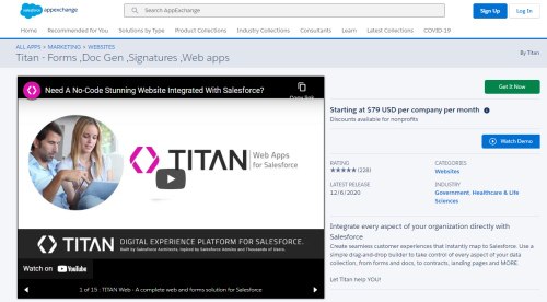 Create seamless customer experiences that instantly map to Salesforce. Use a simple drag-and-drop builder to take control of every aspect of your data collection, from forms and docs, to contracts, landing pages and MORE. Let Titan help YOU!

Read more:- https://appexchange.salesforce.com/appxListingDetail?listingId=a0N3A00000EvaSKUAZ

#Salesforceforms #Salesforcedocumentgeneration #Salesforceesignatures #Salesforcewebapplication
