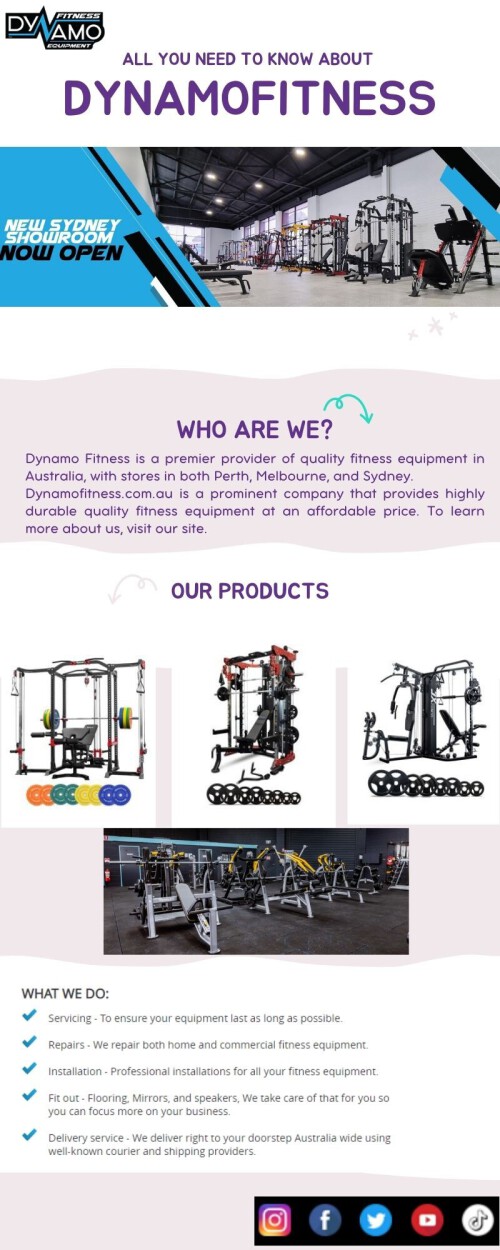 Experience the best fitness equipment in Melbourne. Dynamofitness.com.au is an outstanding source that provides the exclusive collection of gym equipment at the best competitive price. Please take a look at our website for detailed information about us.