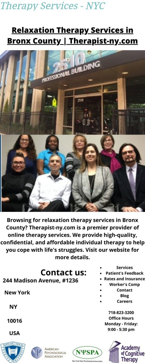 Relaxation Therapy Services in Bronx County Therapist ny.com
