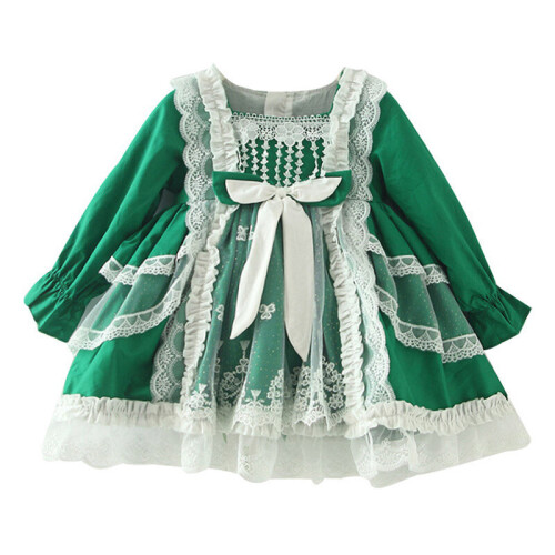 Sku : 211115736
Clothing Categories : Dresses,Princess dresses
Gender : Girls
Age : 6months-6years
Fabric : Cotton Blend
Color : Green
Season : Spring,Autumn
Pattern : Solid Color,Bow,Lace
Occasion : Dressy

https://www.riocokidswear.com/collections/princess-dresses/products/baby-kid-girls-solid-color-bow-lace-dressy-dresses-princess-dresses-wholesale-211115736