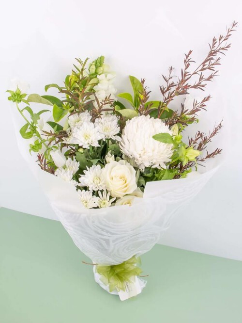 Our Classic White Beauty bouquet is always a picture of pure perfection! It is perfect for both happy and somber occasions.
It features Snapdragon, chrysanthemum, disbud, Canterbury bells, roses, seasonal foliage and filler

$59.00

https://www.melbournefreshflowers.com.au/classic-white-beauty/