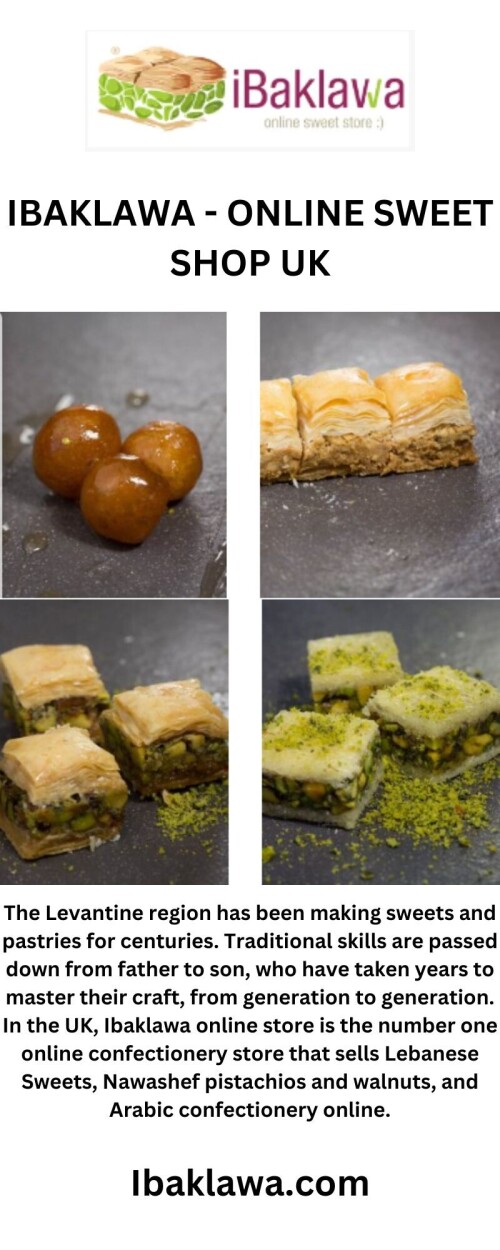 Ibaklawa.com is the best place to order fresh Syrian cream sweets in London. Our sweets are made with the highest quality ingredients and with a lot of love. Check out our site for more details.

https://ibaklawa.com/