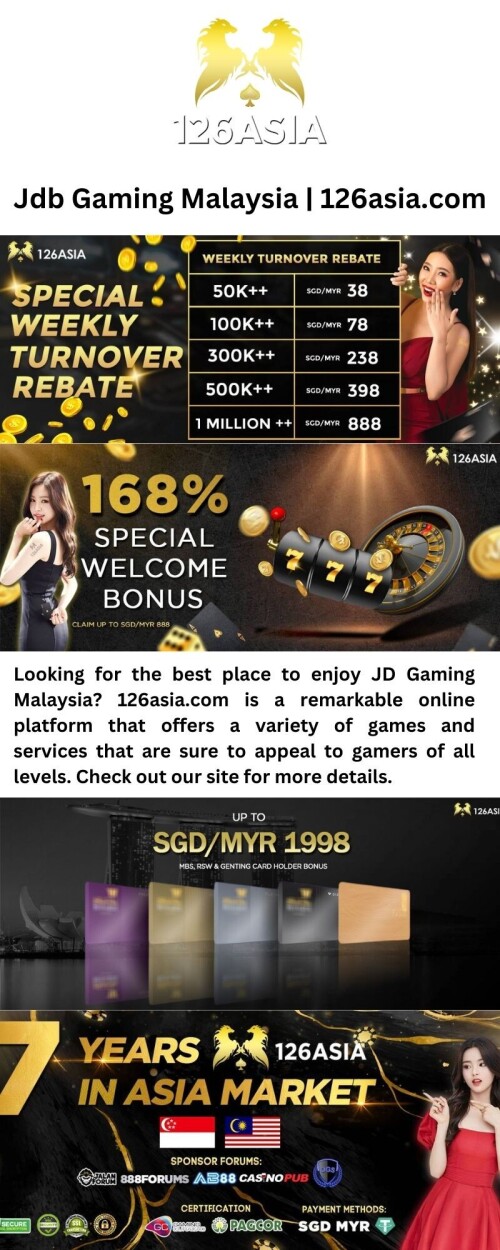 Looking for the best place to enjoy JD Gaming Malaysia? 126asia.com is a remarkable online platform that offers a variety of games and services that are sure to appeal to gamers of all levels. Check out our site for more details.

https://www.126asia.com/jdb