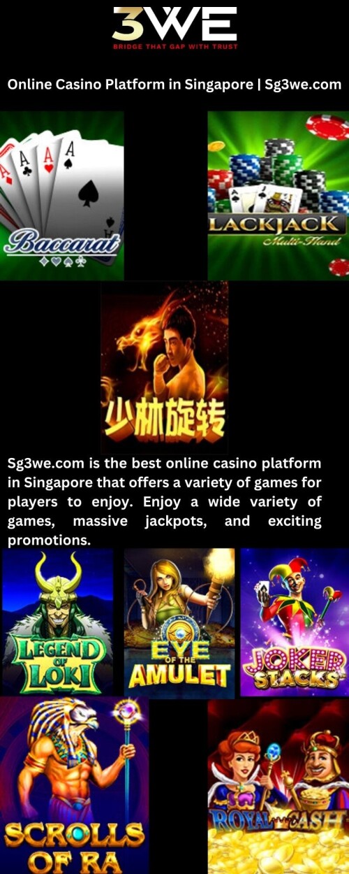 Sg3we.com is the best online casino platform in Singapore that offers a variety of games for players to enjoy. Enjoy a wide variety of games, massive jackpots, and exciting promotions.

https://www.sg3we.com/