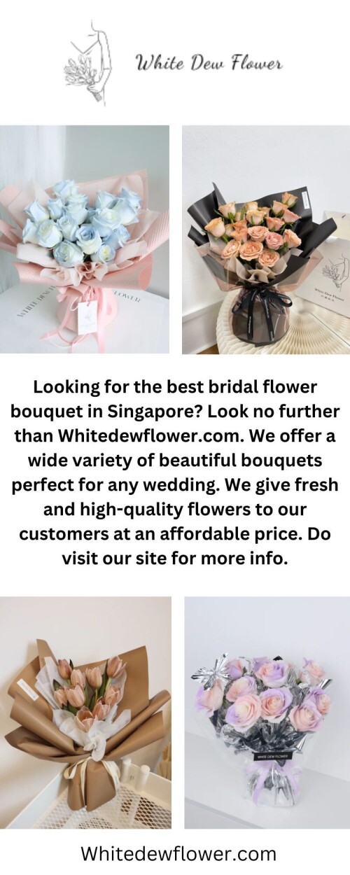 Seeking tulips bridal bouquet? Click on Whitedewflower.com. We have a wide selection of tulips bouquets for you to choose from. We give satisfaction service to our customers. To learn more about us, visit our site.

https://whitedewflower.com/collections/bridal-flower
