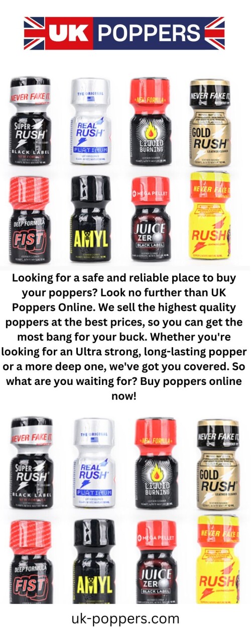 Confused about where to buy poppers in stores in the UK? Uk-poppers.com is the best poppers store. We aim to make your shopping experience as effortless as possible by offering our customers a wide range of Poppers at discounted prices. Check our site for more details.

https://uk-poppers.com/en/where-to-buy-good-poppers