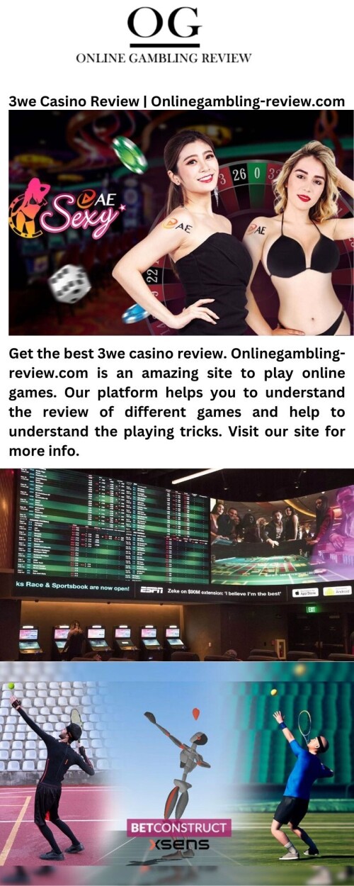 Get the best 3we casino review. Onlinegambling-review.com is an amazing site to play online games. Our platform helps you to understand the review of different games and help to understand the playing tricks. Visit our site for more info.


https://onlinegambling-review.com/3we/
