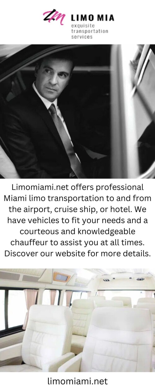 Limomiami.net provides premier transportation and limo service in Miami. We offer the best corporate transportation services for your business meeting needs. Investigate our website for more details.

https://limomiami.net/corporate-transportation/