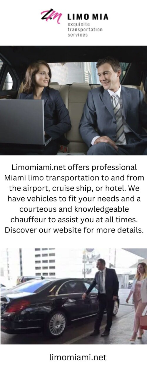 Limomiami.net is a leading provider of airport limo services in Miami, Florida. We offer a wide range of luxury vehicles for all your ground transportation needs. To learn more about us, visit our site.

https://limomiami.net/airport-transfer/