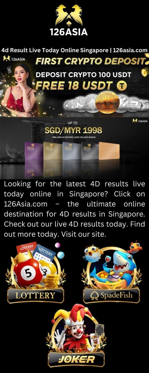 Looking for the latest 4D results live today online in Singapore? Click on 126Asia.com – the ultimate online destination for 4D results in Singapore. Check out our live 4D results today. Find out more today. Visit our site.

https://www.126asia.com/4d-lotto