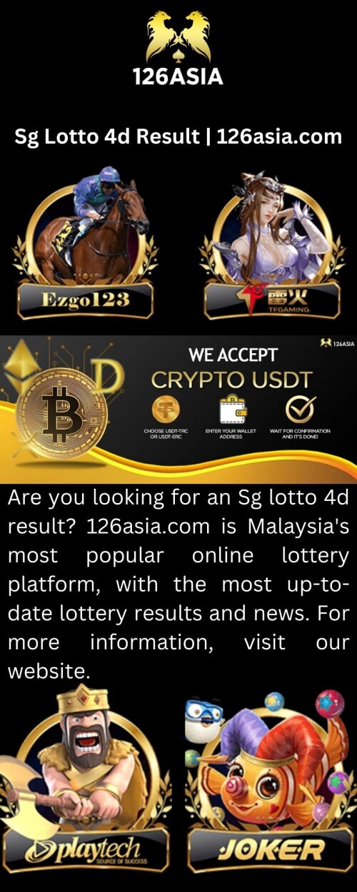 Are you looking for an Sg lotto 4d result? 126asia.com is Malaysia's most popular online lottery platform, with the most up-to-date lottery results and news. For more information, visit our website.

https://www.126asia.com/4d-lotto