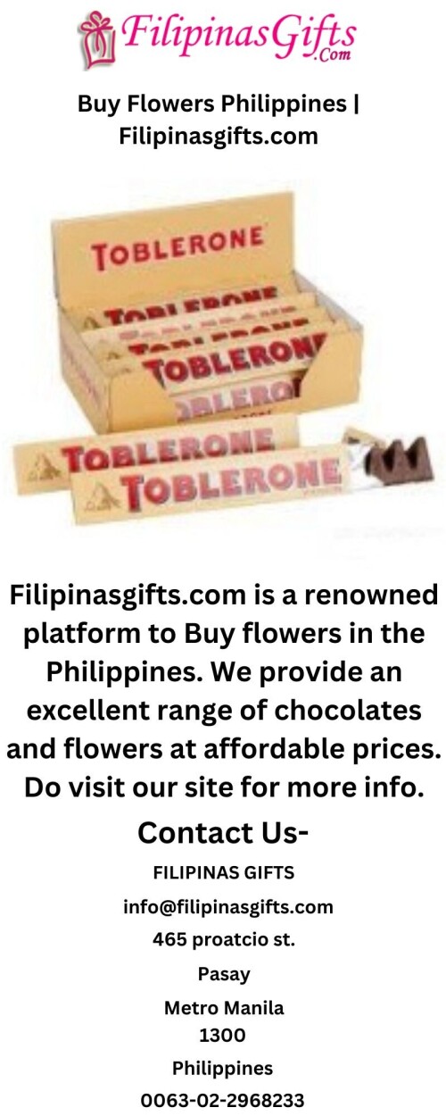 Filipinasgifts.com is a renowned platform to Buy flowers in the Philippines. We provide an excellent range of chocolates and flowers at affordable prices. Do visit our site for more info.

https://www.filipinasgifts.com/