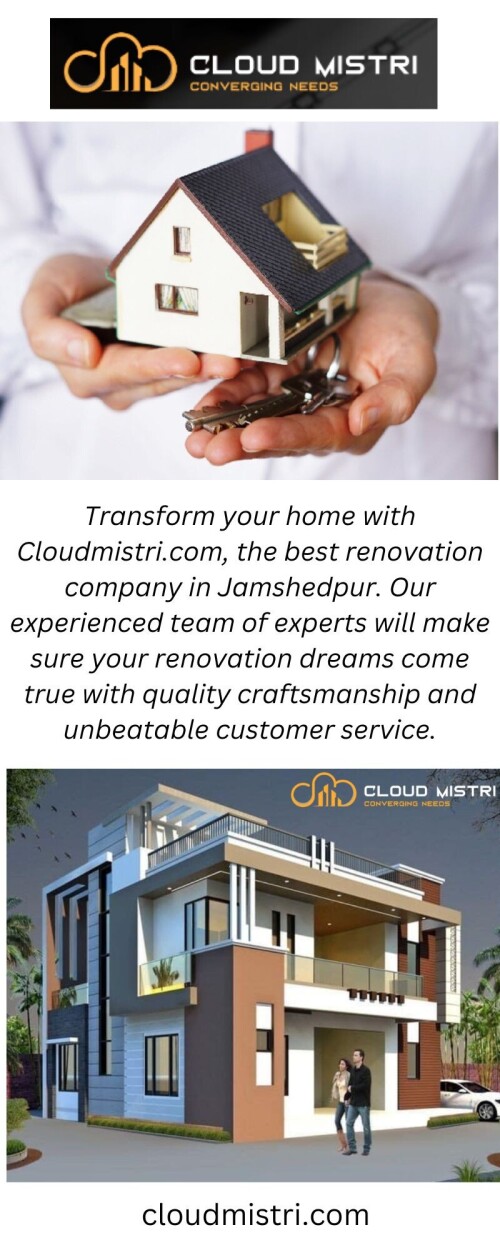 Discover the best home renovation services in Jamshedpur with Cloudmistri.com. Our team of experts will help you create the perfect home of your dreams with our unique, tailored approach.

https://cloudmistri.com/services/home-construction/