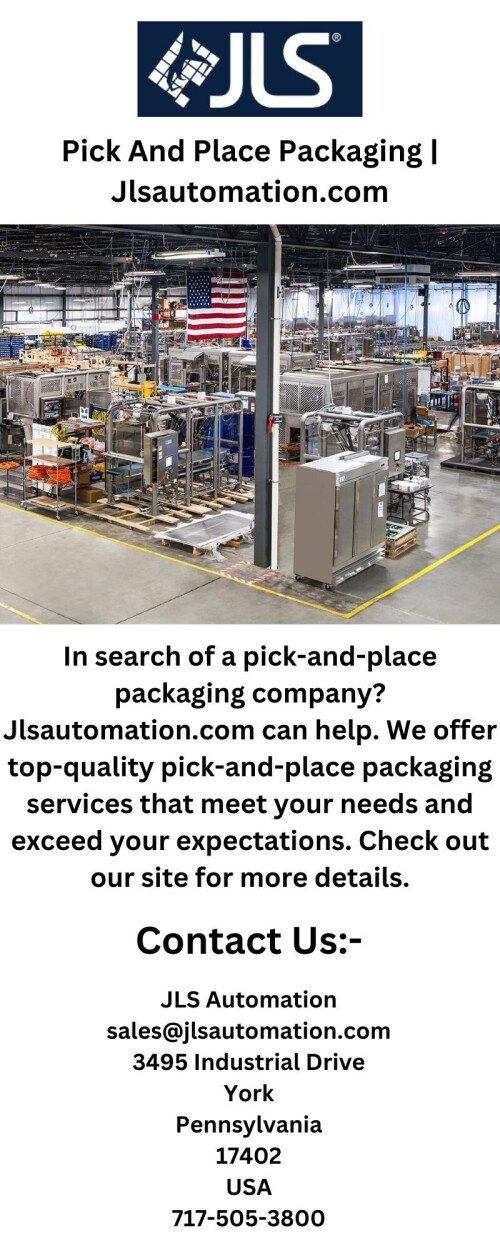 In search of a pick-and-place packaging company? Jlsautomation.com can help. We offer top-quality pick-and-place packaging services that meet your needs and exceed your expectations. Check out our site for more details.

https://www.jlsautomation.com/talon-packaging-systems
