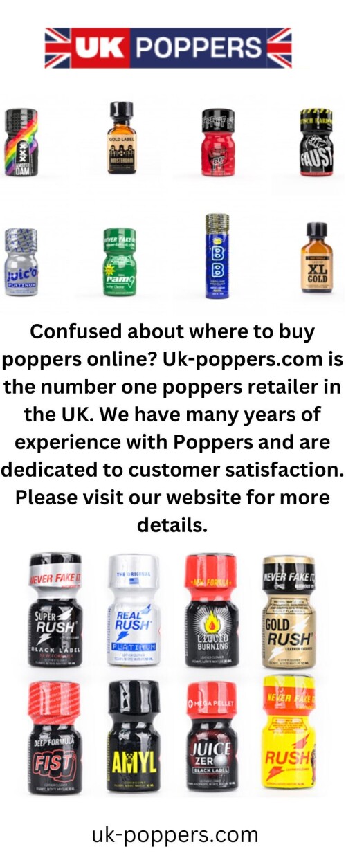Searching for popper's next-day delivery in the UK? Uk-poppers.com offer next-day delivery with first-class customer service. Please visit our website for more details.

https://uk-poppers.com/en/poppers-uk-next-day-delivery