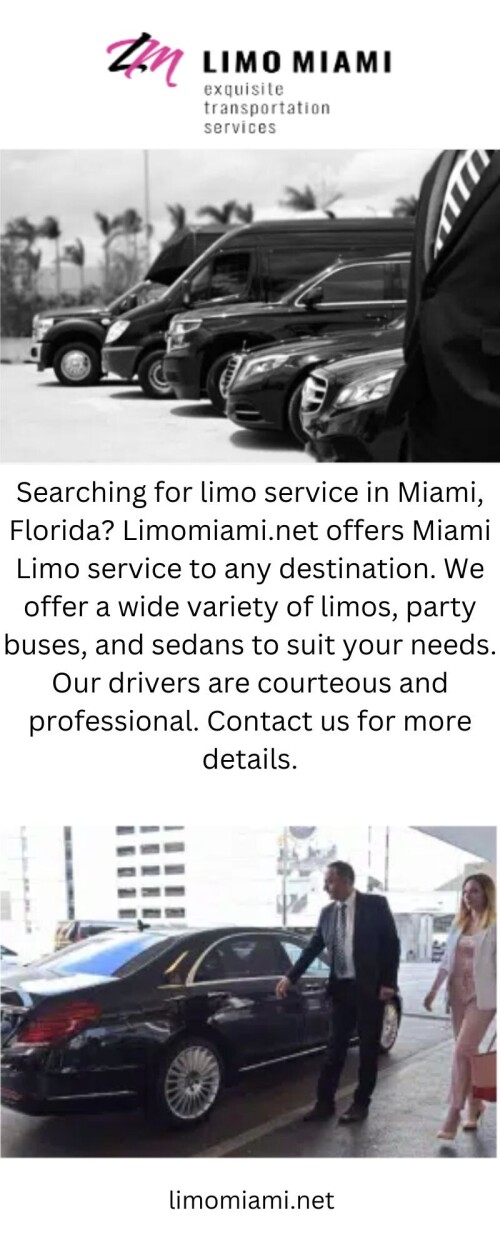 Looking for traveling for business transportation services? Limomiami.net is a trusted transportation service provider for Miami and the surrounding areas. Our executive sedans, limousines, party buses, and shuttle services are available for any occasion. Visit our site for more details.

https://limomiami.net/corporate-transportation/