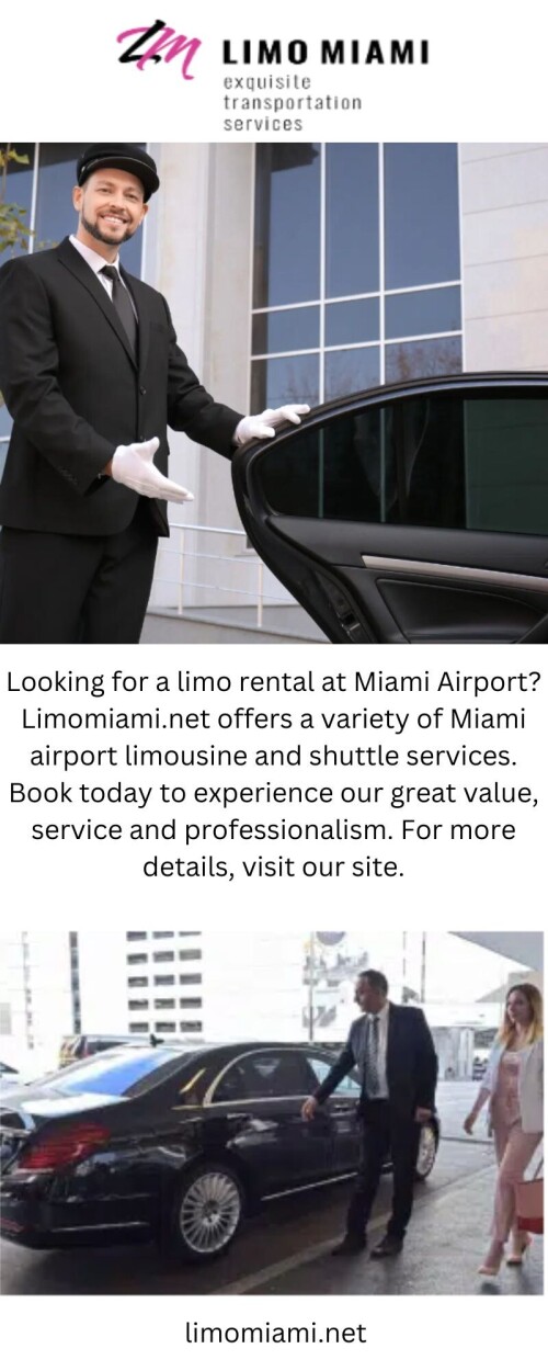 Limomiami.net is a leading provider of airport limo services in Miami, Florida. We offer a wide range of luxury vehicles for all your ground transportation needs. To learn more about us, visit our site.

https://limomiami.net/airport-transfer/