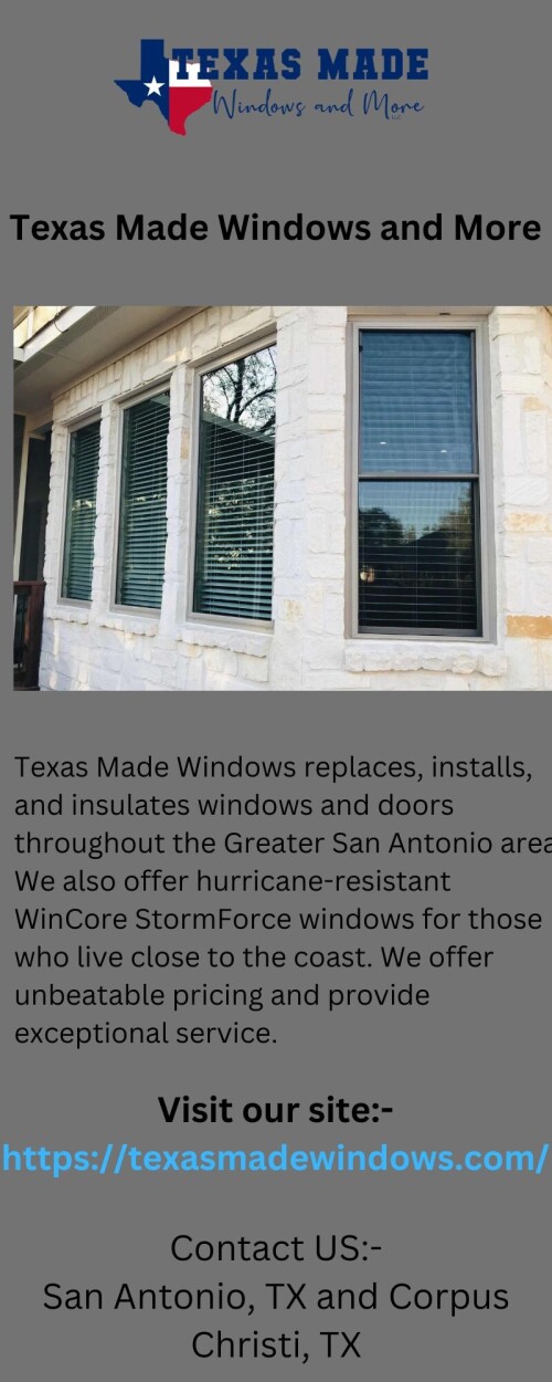 Texasmadewindows.com provides high-quality window replacement services for homes and businesses. Get the best window replacement services from our experienced professionals. Do visit our site for more info.https://texasmadewindows.com/san-antonio/