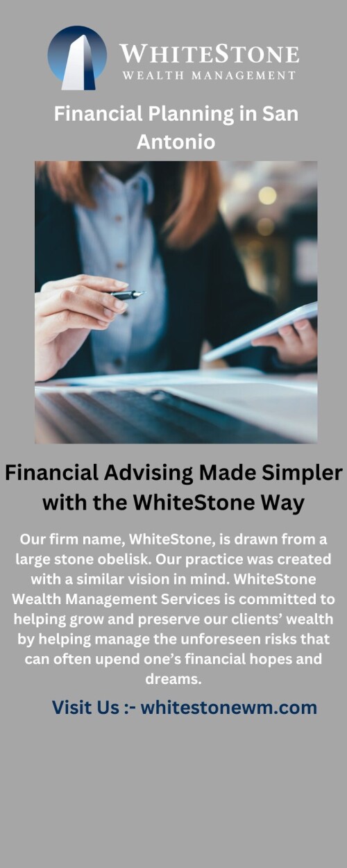 Whitestonewm.com is one of the leading real estate companies in San Francisco. We offer our clients a wide range of services, including property management, investment advisory, and much more. Our experienced professionals are dedicated to providing our clients with the best possible service. Do visit our site for more info.

https://whitestonewm.com/wealth-management-services/
