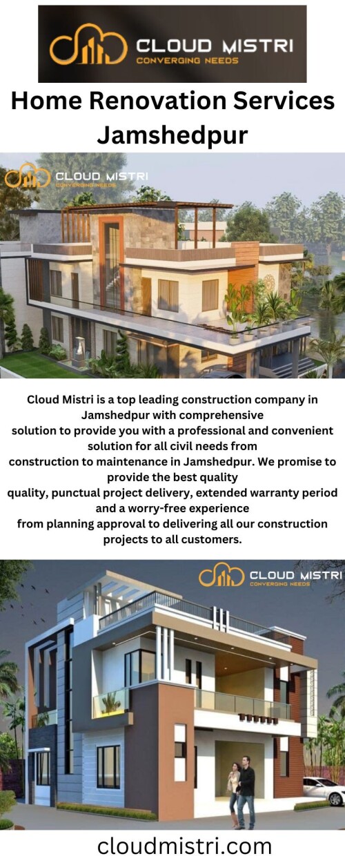 Architect in Jamshedpur? Look no further than Cloudmistri.com! Our team of experienced architects will help you create the perfect design that perfectly captures your vision and emotions. Let us help you make your dream come true!

https://cloudmistri.com/services/architectural-services/