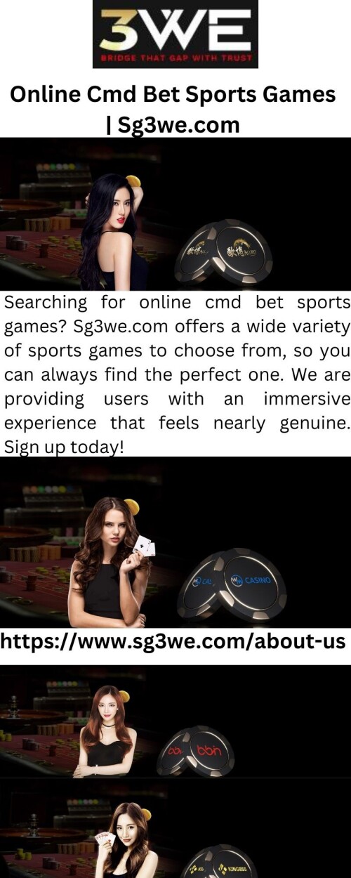 Searching for online cmd bet sports games? Sg3we.com offers a wide variety of sports games to choose from, so you can always find the perfect one. We are providing users with an immersive experience that feels nearly genuine. Sign up today!

https://www.sg3we.com/about-us