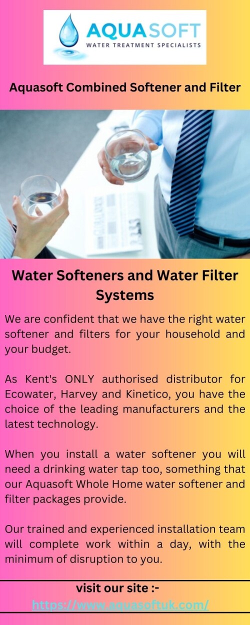 Discover the best water filter for soft water at Aquasoftuk.com. Our filters are designed to improve the taste and quality of your water while preserving its natural minerals. Enjoy the perfect balance of soft water with Aquasoftuk.com.


https://www.aquasoftuk.com/our-products/water-filters