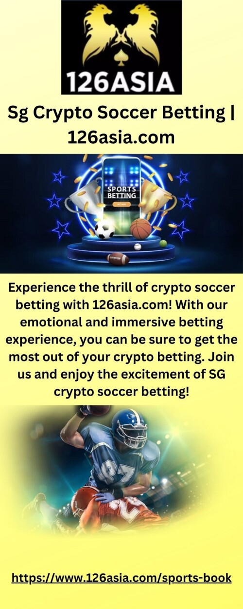 Experience the thrill of crypto soccer betting with 126asia.com! With our emotional and immersive betting experience, you can be sure to get the most out of your crypto betting. Join us and enjoy the excitement of SG crypto soccer betting!