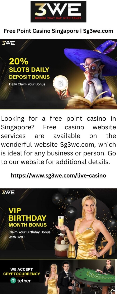 Looking for a free point casino in Singapore? Free casino website services are available on the wonderful website Sg3we.com, which is ideal for any business or person. Go to our website for additional details.


https://www.sg3we.com/live-casino