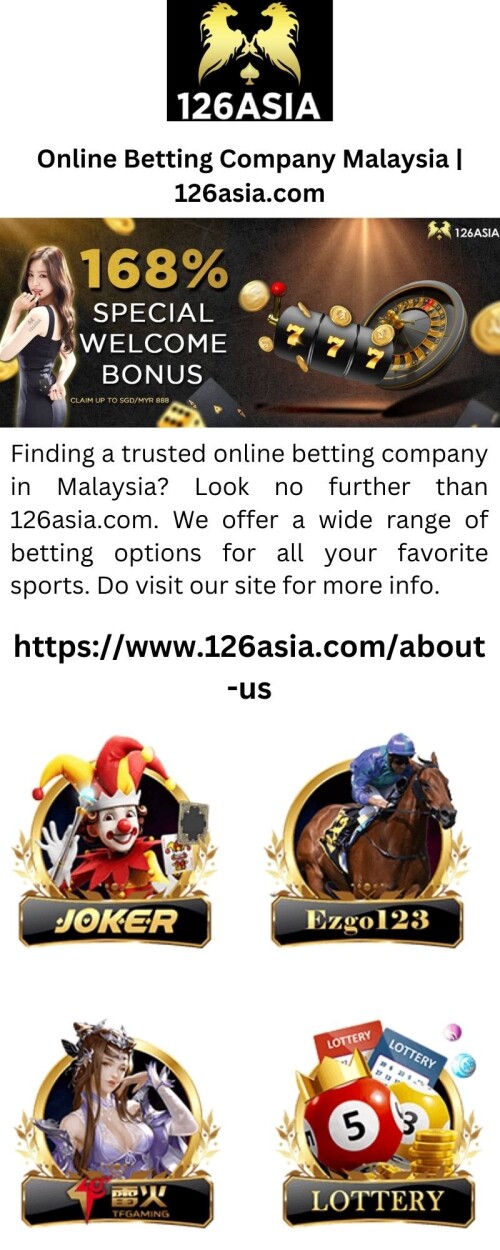 Finding a trusted online betting company in Malaysia? Look no further than 126asia.com. We offer a wide range of betting options for all your favorite sports. Do visit our site for more info.



https://www.126asia.com/about-us
