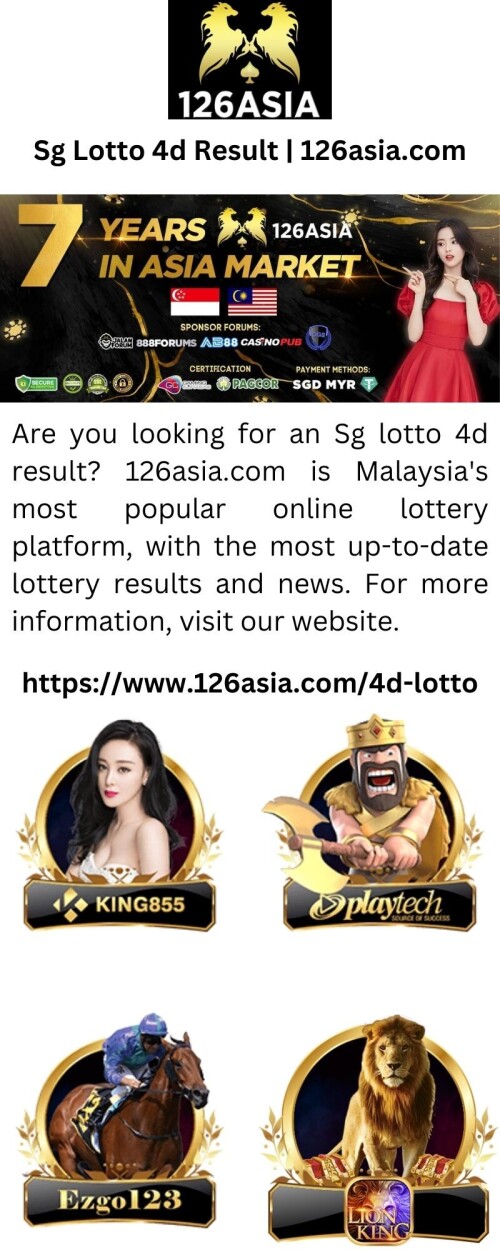 Are you looking for an Sg lotto 4d result? 126asia.com is Malaysia's most popular online lottery platform, with the most up-to-date lottery results and news. For more information, visit our website.



https://www.126asia.com/4d-lotto