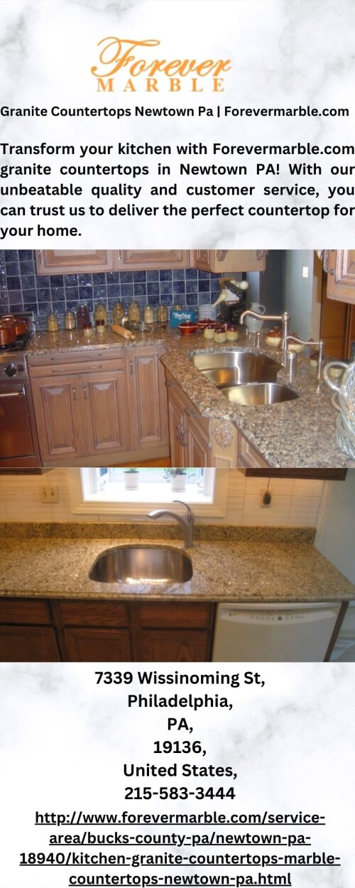 Transform your kitchen with Forevermarble.com granite countertops in Newtown PA! With our unbeatable quality and customer service, you can trust us to deliver the perfect countertop for your home.

http://www.forevermarble.com/service-area/bucks-county-pa/newtown-pa-18940/kitchen-granite-countertops-marble-countertops-newtown-pa.html