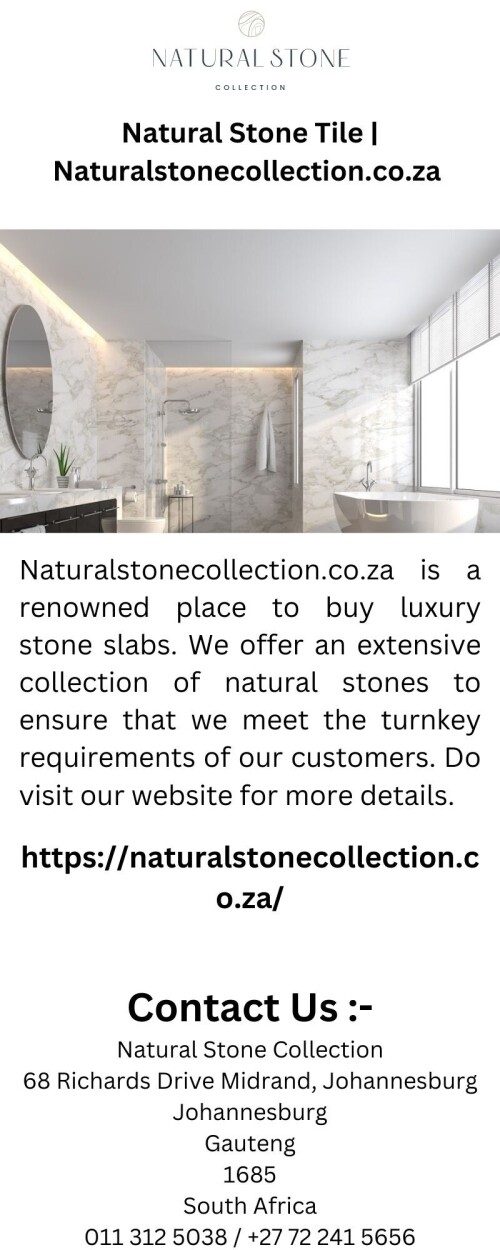 Naturalstonecollection.co.za is a renowned place to buy luxury stone slabs. We offer an extensive collection of natural stones to ensure that we meet the turnkey requirements of our customers. Do visit our website for more details.


https://naturalstonecollection.co.za/