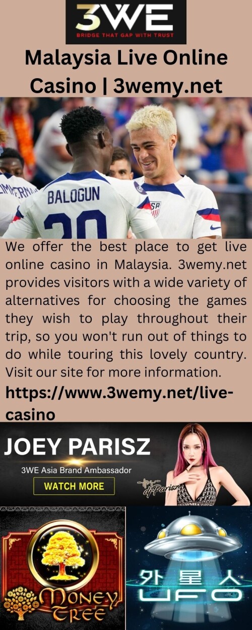 We offer the best place to get live online casino in Malaysia. 3wemy.net provides visitors with a wide variety of alternatives for choosing the games they wish to play throughout their trip, so you won't run out of things to do while touring this lovely country. Visit our site for more information.

https://www.3wemy.net/live-casino