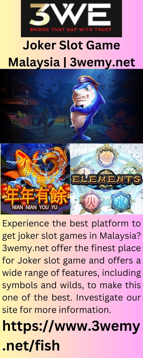 Experience the best platform to get joker slot games in Malaysia? 3wemy.net offer the finest place for Joker slot game and offers a wide range of features, including symbols and wilds, to make this one of the best. Investigate our site for more information.

https://www.3wemy.net/fish
