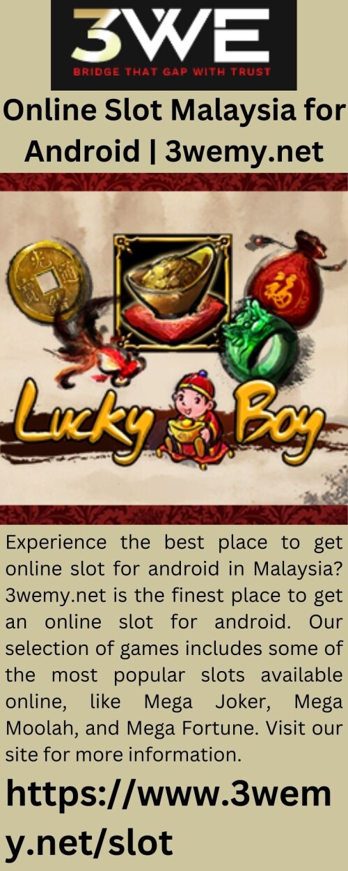 Experience the best place to get online slot for android in Malaysia? 3wemy.net is the finest place to get an online slot for android. Our selection of games includes some of the most popular slots available online, like Mega Joker, Mega Moolah, and Mega Fortune. Visit our site for more information.

https://www.3wemy.net/slot