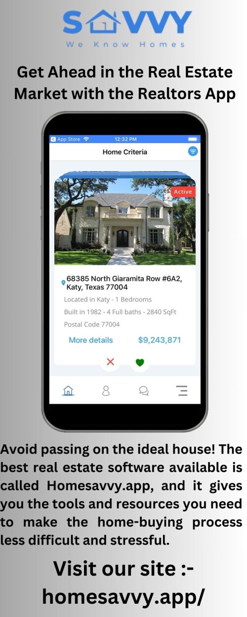 Discover the perfect home for your family with Homesavvy.app! Our realtors will help you find the perfect fit for your needs, so you can start living your dream life today.



https://homesavvy.app/buying-homes/