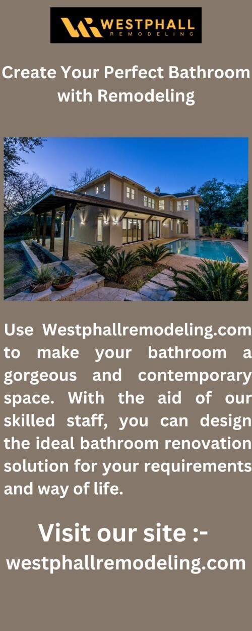 Using Westphallremodeling.com, you may turn your bathroom into an opulent retreat. With exceptional quality and craftsmanship, our knowledgeable team of experts will assist you in designing the ideal bathroom renovation project.


https://www.westphallremodeling.com/remodeling/kitchen-remodeling