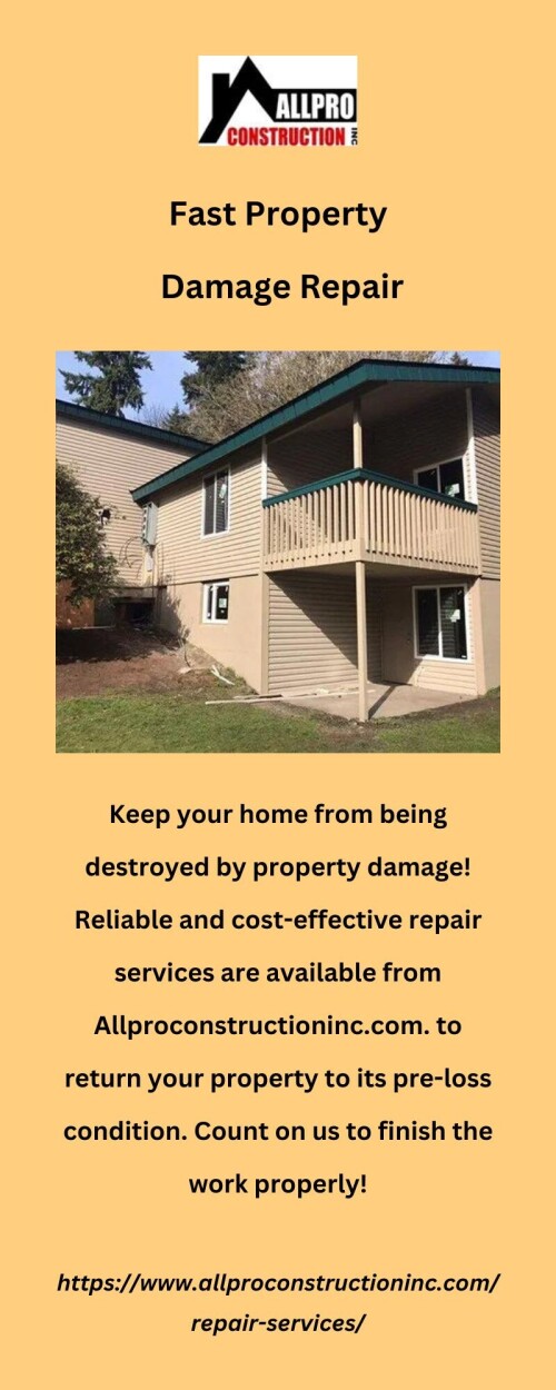 Keep your home from being destroyed by property damage! Reliable and cost-effective repair services are available from Allproconstructioninc.com. to return your property to its pre-loss condition. Count on us to finish the work properly!

https://www.allproconstructioninc.com/repair-services/