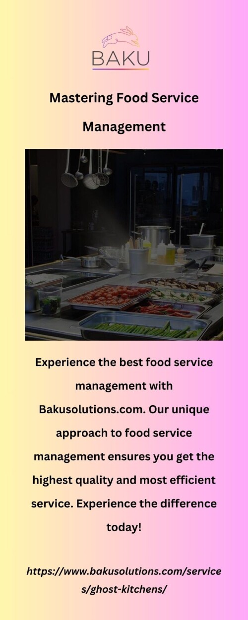 Experience the best food service management with Bakusolutions.com. Our unique approach to food service management ensures you get the highest quality and most efficient service. Experience the difference today!

https://www.bakusolutions.com/services/ghost-kitchens/