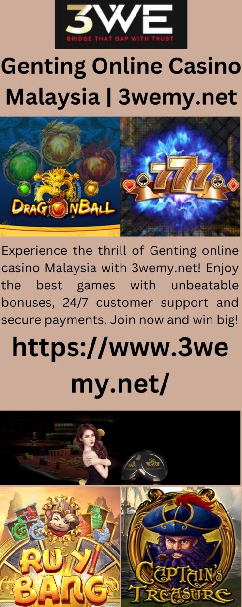 Experience the thrill of Genting online casino Malaysia with 3wemy.net! Enjoy the best games with unbeatable bonuses, 24/7 customer support and secure payments. Join now and win big!

https://www.3wemy.net/