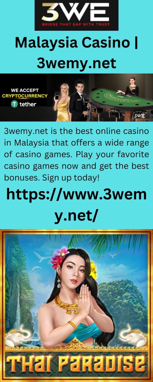 3wemy.net is the best online casino in Malaysia that offers a wide range of casino games. Play your favorite casino games now and get the best bonuses. Sign up today!

https://www.3wemy.net/