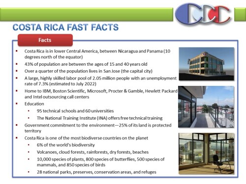 COSTA RICA FAST FACTS SLIDE. POWER POINT PRESENTATION COSTA RICA'S CALL CENTER