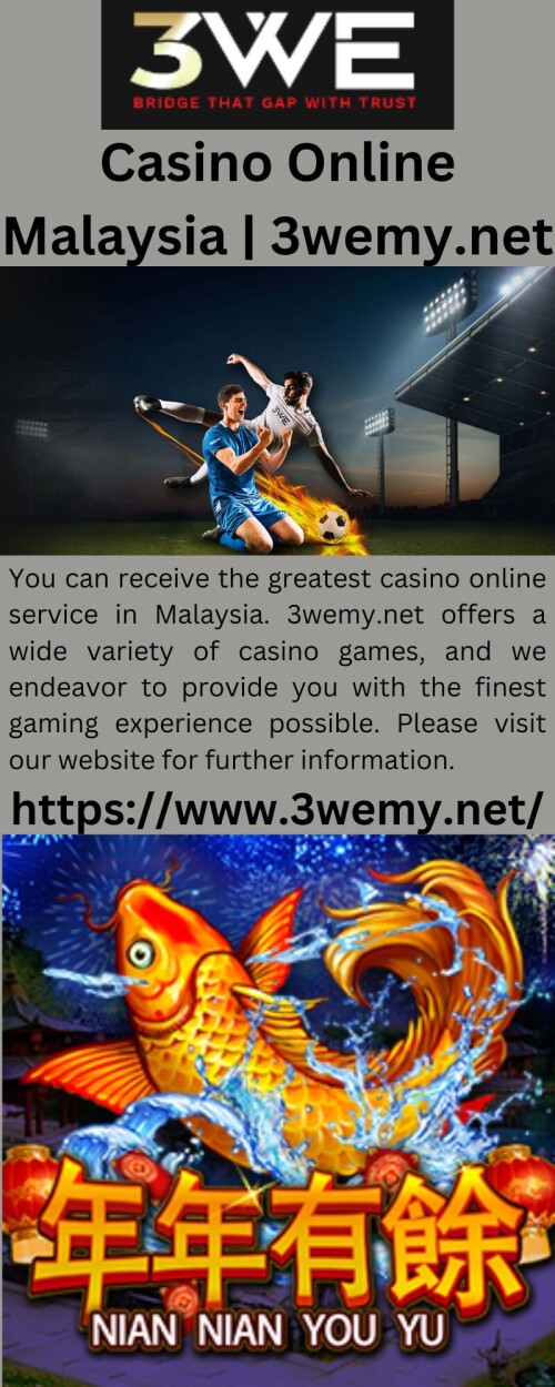 You can receive the greatest casino online service in Malaysia. 3wemy.net offers a wide variety of casino games, and we endeavor to provide you with the finest gaming experience possible. Please visit our website for further information.

https://www.3wemy.net/