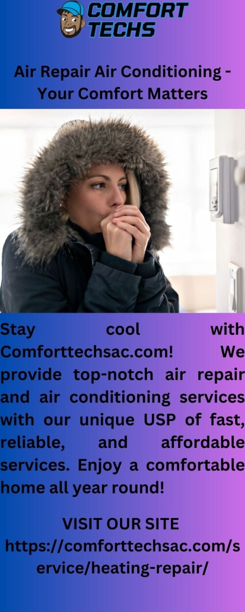 Keep your home cool and comfortable all year round with Comforttechsac.com! Our air repair air conditioning services provide reliable and efficient solutions to all your cooling needs. Enjoy the peace of mind that comes with our unbeatable USP!

https://comforttechsac.com/service/duct-work/
