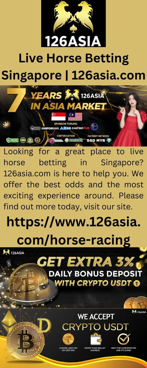 Looking for a great place to live horse betting in Singapore? 126asia.com is here to help you. We offer the best odds and the most exciting experience around. Please find out more today, visit our site.

https://www.126asia.com/horse-racing