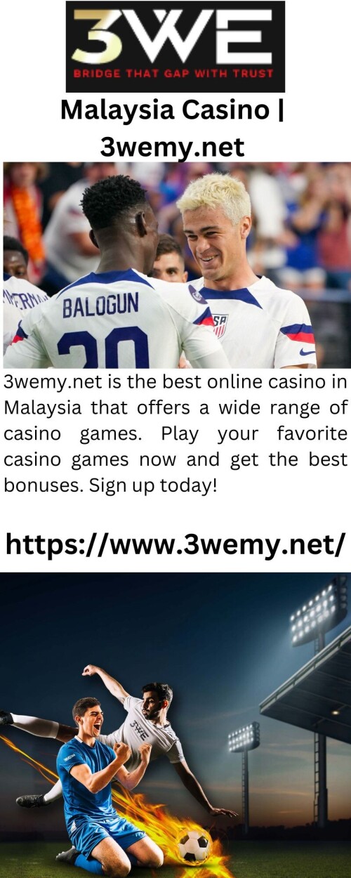 3wemy.net is the best online casino in Malaysia that offers a wide range of casino games. Play your favorite casino games now and get the best bonuses. Sign up today!

https://www.3wemy.net/